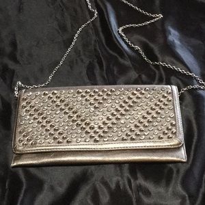 GOLD STUDDED SHOULDER/CLUTCH BAG